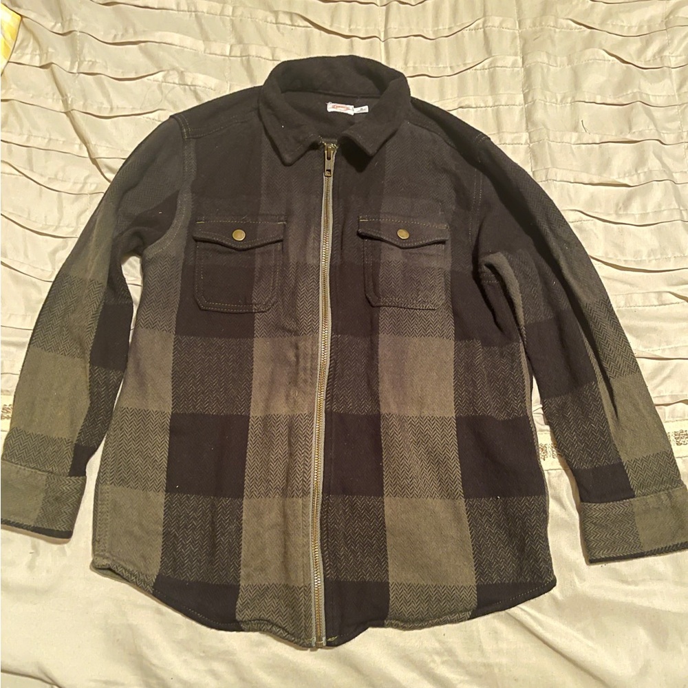 Boys Green & Black buffalo plaid shirt